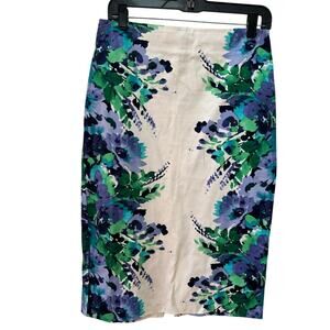 Vintage New York & Company Co Floral Cottagecore Midi Pencil Skirt Size 4 Cotton